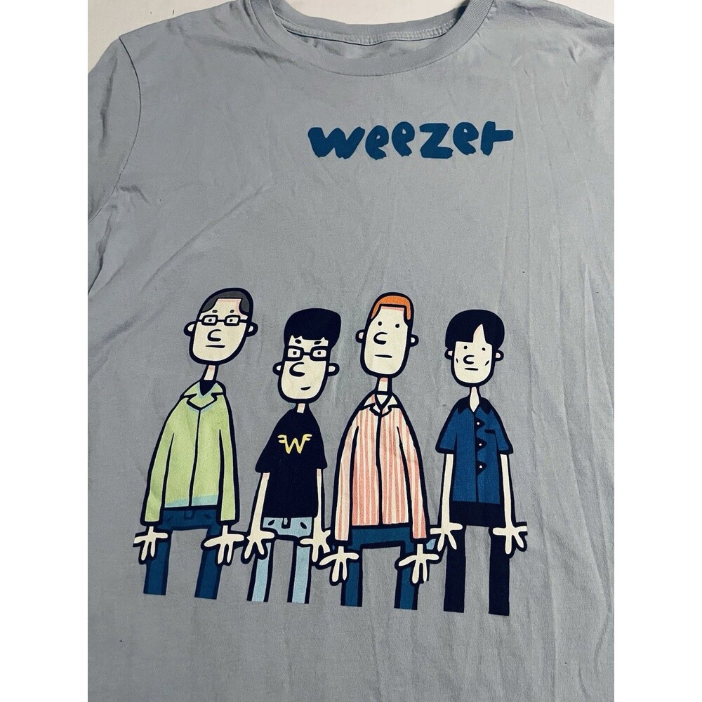VINTAGE Y2K Weezer Band Cartoon T-Shirt MEDIUM Music Tour Concert Album Vinyl